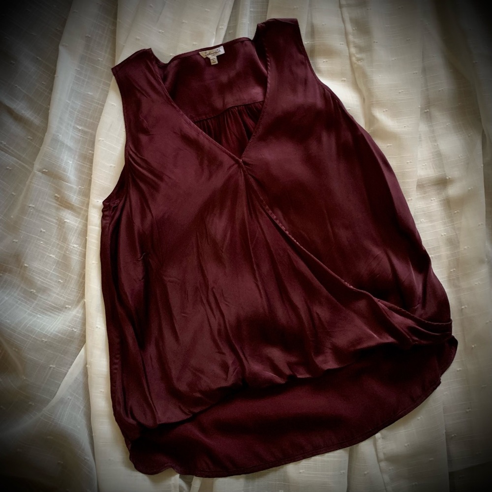 Maroon cross front sleeveless top